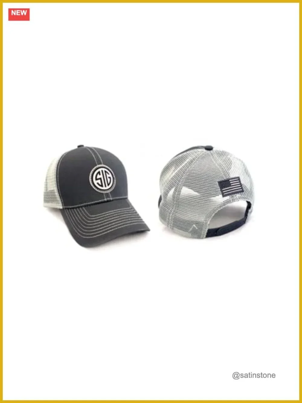 Unisex Mark Woven Patch Adjustable Breathable Mesh Trucker Hat with Snap Closure
